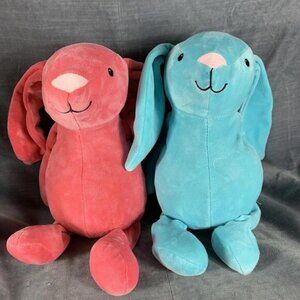 Toy Plush Stuffed Bunny Rabbits Lot Of 2 Pink Blue Floppy Lop Eared 11READ